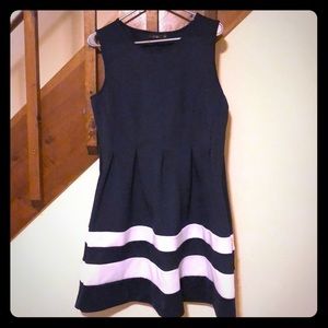 XL Navy and White Fit and Flare Dress